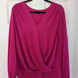 INC hot-pink/magenta wrap style blouse